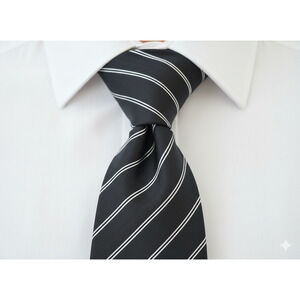 Ike Behar New York black stripe silk tie